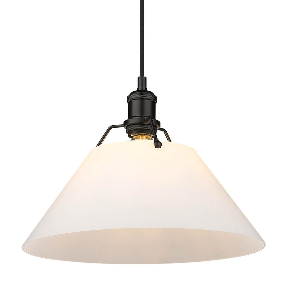 Golden Lighting 3306-L BLK-OP Matte Black Yep By Golden Lighting Orwell 1-light 14in Pendant In Matte Black And Opal Glass Image 5