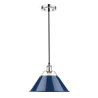 Golden Lighting Orwell Yep By Golden Lighting Orwell 1-light 14in Pendant In Aged Brass And Navy Blue Shade