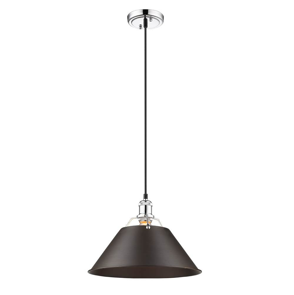 Golden Lighting Orwell Yep By Golden Lighting Orwell 1-light 14in Pendant In Aged Brass And Rubbed Bronze Shade