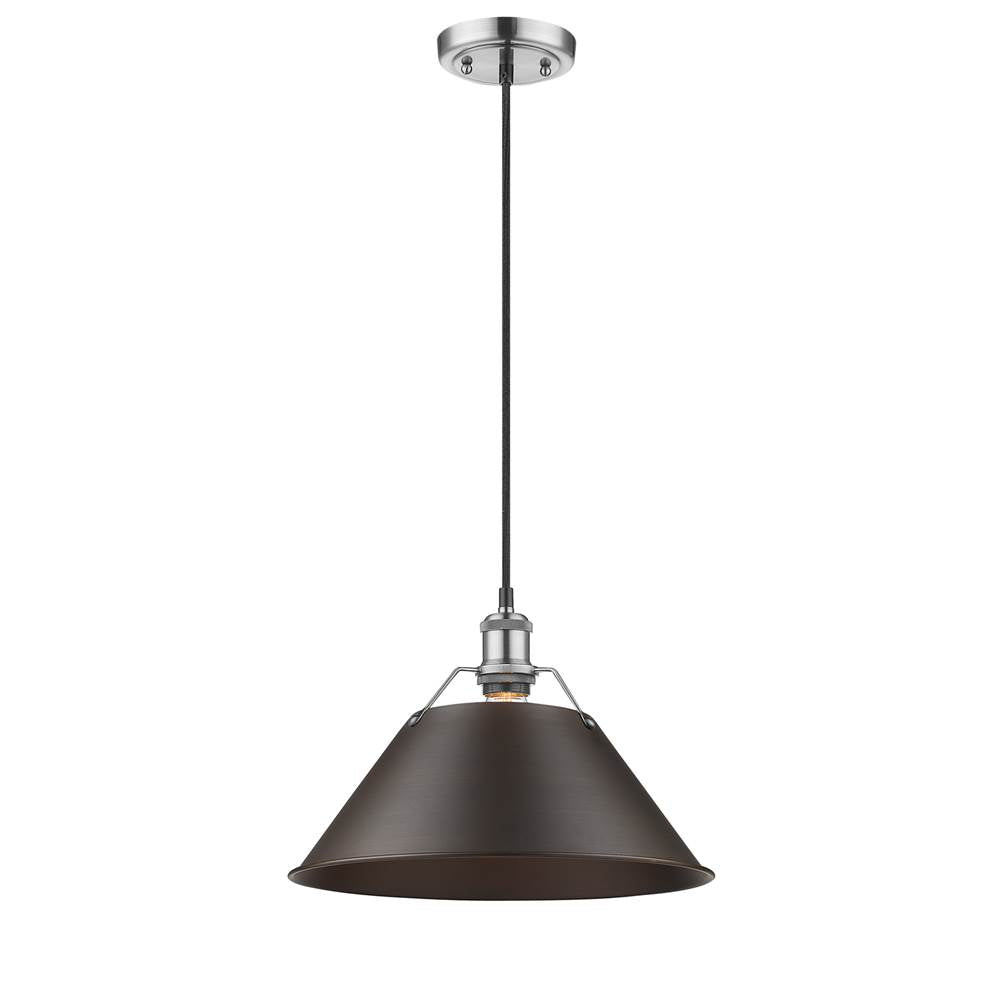Golden Lighting Orwell Yep By Golden Lighting Orwell 1-light 14in Pendant In Aged Brass And Rubbed Bronze Shade