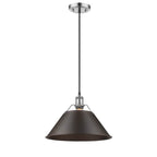 Golden Lighting Orwell Yep By Golden Lighting Orwell 1-light 14in Pendant In Aged Brass And Rubbed Bronze Shade