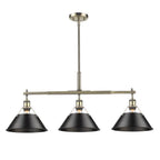 Golden Lighting Orwell Yep By Golden Lighting Orwell 3-light Island Light In Aged Brass And Matte Black Shade