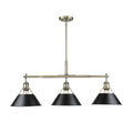 Golden Lighting 3306-LP AB-BLK Aged Brass Yep By Golden Lighting Orwell 3-light Island Light In Aged Brass And Matte Black Shade Image 1