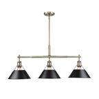 Golden Lighting 3306-LP AB-BLK Aged Brass Yep By Golden Lighting Orwell 3-light Island Light In Aged Brass And Matte Black Shade Image 1