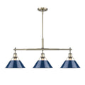 Golden Lighting 3306-LP AB-NVY Aged Brass Yep By Golden Lighting Orwell 3-light Island Light In Aged Brass And Navy Blue Shade Image 1