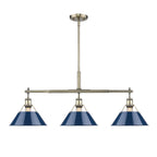 Golden Lighting 3306-LP AB-NVY Aged Brass Yep By Golden Lighting Orwell 3-light Island Light In Aged Brass And Navy Blue Shade Image 1