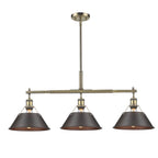 Golden Lighting Orwell Yep By Golden Lighting Orwell 3-light Island Light In Aged Brass And Rubbed Bronze Shade