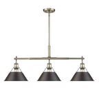 Golden Lighting 3306-LP AB-RBZ Aged Brass Yep By Golden Lighting Orwell 3-light Island Light In Aged Brass And Rubbed Bronze Shade Image 1