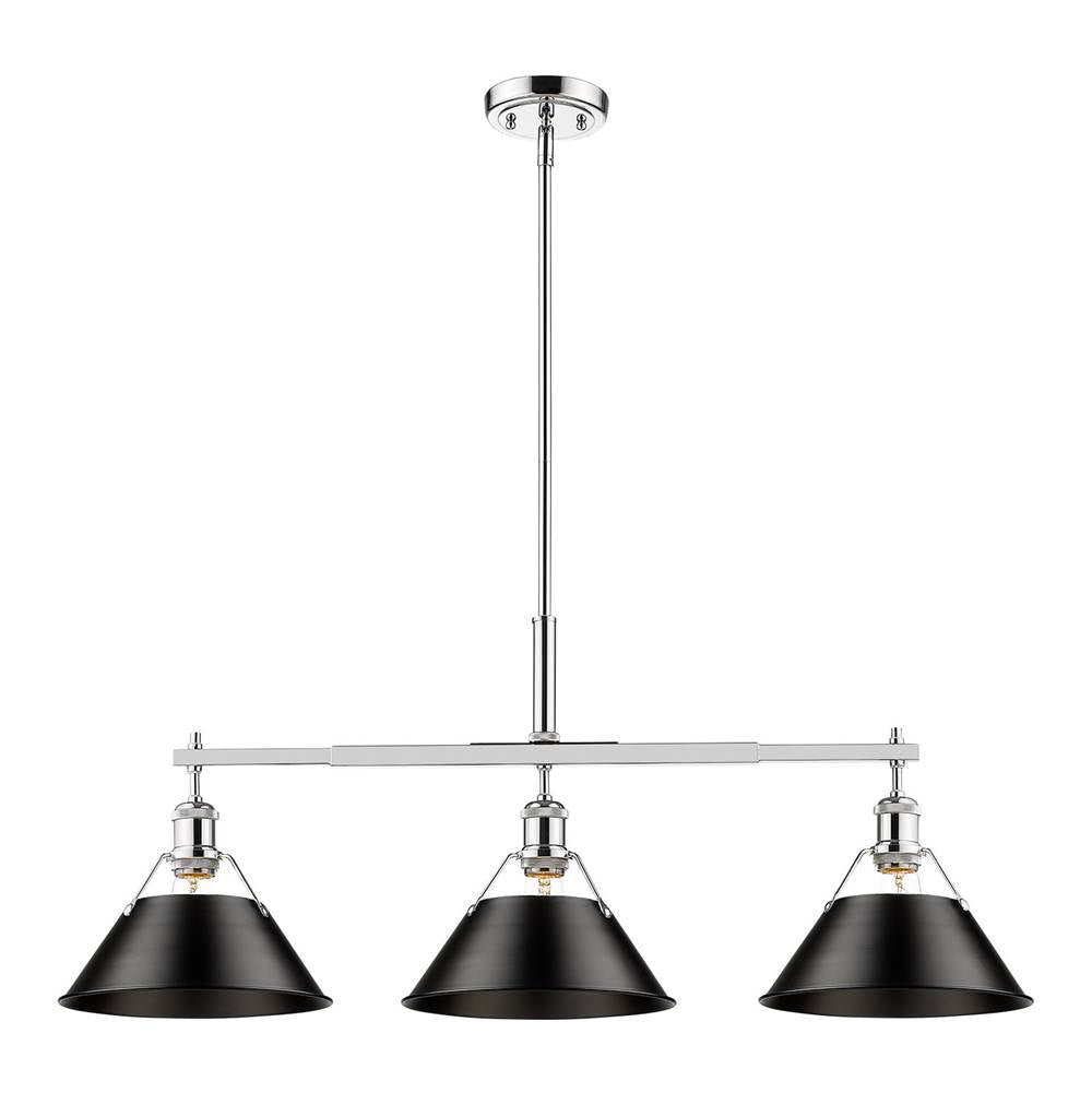 Golden Lighting Orwell Yep By Golden Lighting Orwell 3-light Island Light In Aged Brass And Matte Black Shade