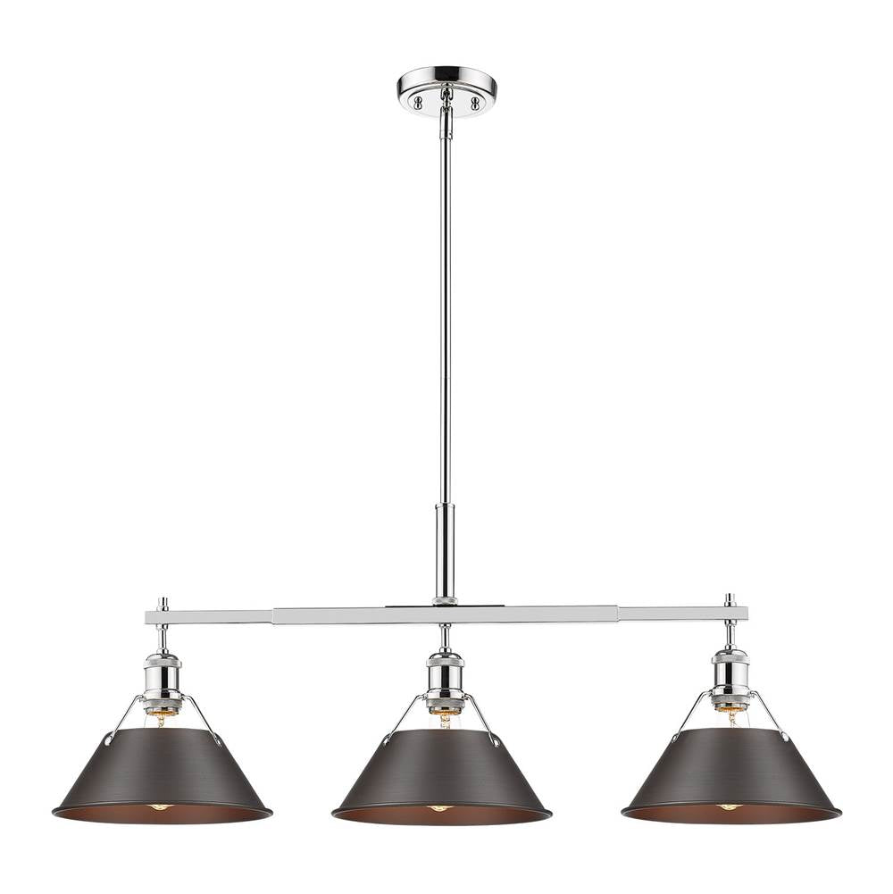 Golden Lighting Orwell Yep By Golden Lighting Orwell 3-light Island Light In Aged Brass And Rubbed Bronze Shade