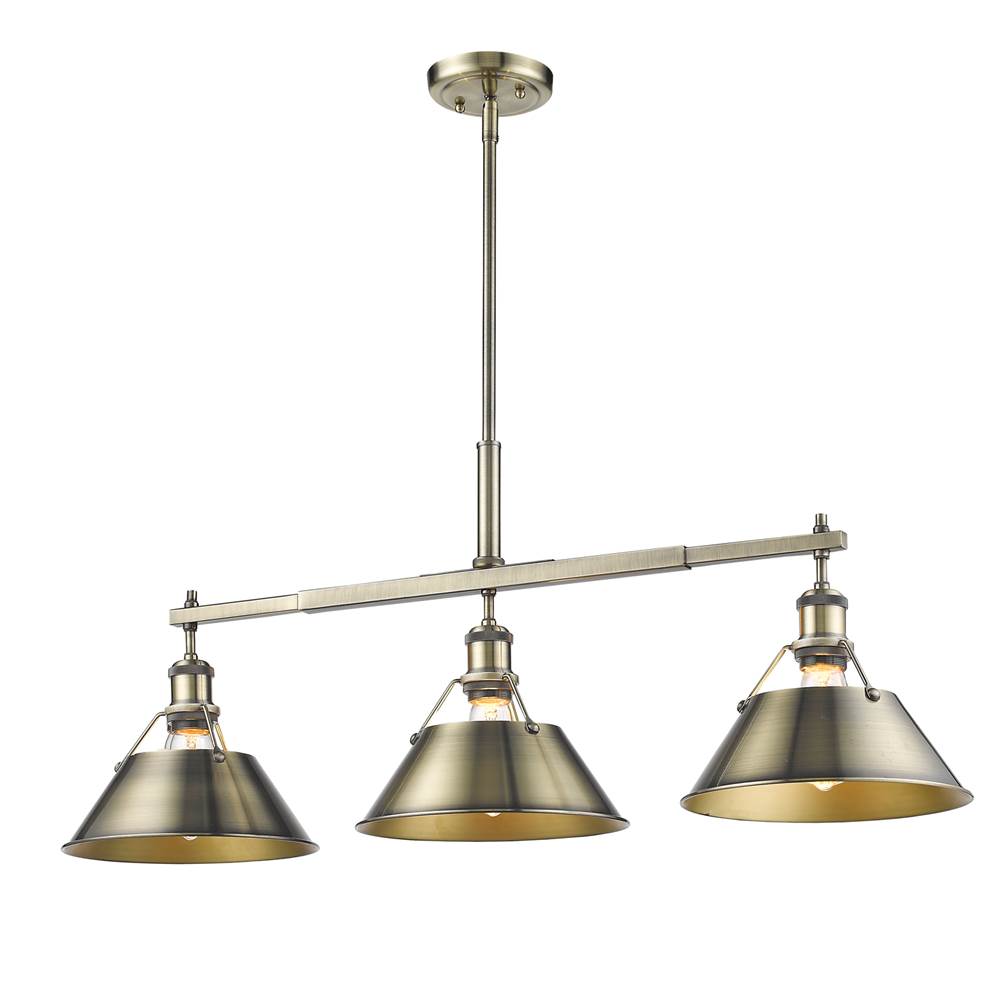 Golden Lighting 3306-LP AB-AB Aged Brass Yep By Golden Lighting Orwell 3-light Island Light In Aged Brass Image 2