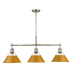 Golden Lighting Orwell Yep By Golden Lighting Orwell 3-light Island Light In Aged Brass And Auric Yellow Shade