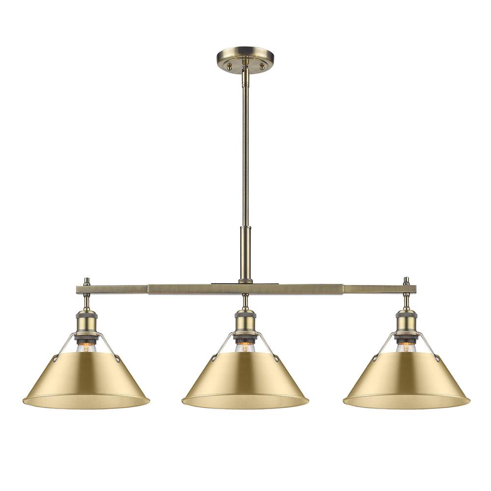Golden Lighting 3306-LP AB-BCB Aged Brass Yep By Golden Lighting Orwell 3-light Island Light In Aged Brass And Brushed Champagne Brass Shade Image 1
