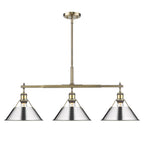 Golden Lighting 3306-LP AB-CH Aged Brass Yep By Golden Lighting Orwell 3-light Island Light In Aged Brass And Chrome Shade Image 1
