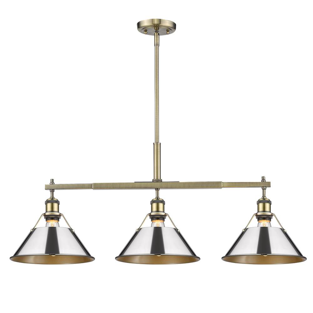 Golden Lighting Orwell Yep By Golden Lighting Orwell 3-light Island Light In Aged Brass And Chrome Shade