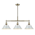 Golden Lighting 3306-LP AB-DB Aged Brass Yep By Golden Lighting Orwell 3-light Island Light In Aged Brass And Dusky Blue Shade Image 1