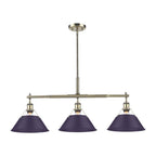 Golden Lighting Orwell Yep By Golden Lighting Orwell 3-light Island Light In Aged Brass And Exotic Purple Shade