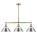 Golden Lighting 3306-LP AB-PW Aged Brass Yep By Golden Lighting Orwell 3-light Island Light In Aged Brass And Pewter Shade Image 1