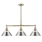 Golden Lighting 3306-LP AB-PW Aged Brass Yep By Golden Lighting Orwell 3-light Island Light In Aged Brass And Pewter Shade Image 1