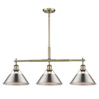 Golden Lighting Orwell Yep By Golden Lighting Orwell 3-light Island Light In Aged Brass And Pewter Shade
