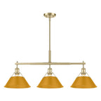 Golden Lighting Orwell Yep By Golden Lighting Orwell 3-light Island Light In Aged Brass And Auric Yellow Shade