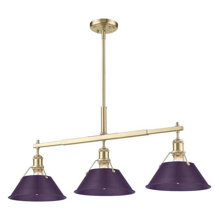 Golden Lighting Orwell Yep By Golden Lighting Orwell 3-light Island Light In Aged Brass And Exotic Purple Shade