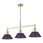 Golden Lighting Orwell Yep By Golden Lighting Orwell 3-light Island Light In Aged Brass And Exotic Purple Shade