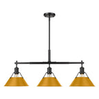Golden Lighting Orwell Yep By Golden Lighting Orwell 3-light Island Light In Aged Brass And Auric Yellow Shade
