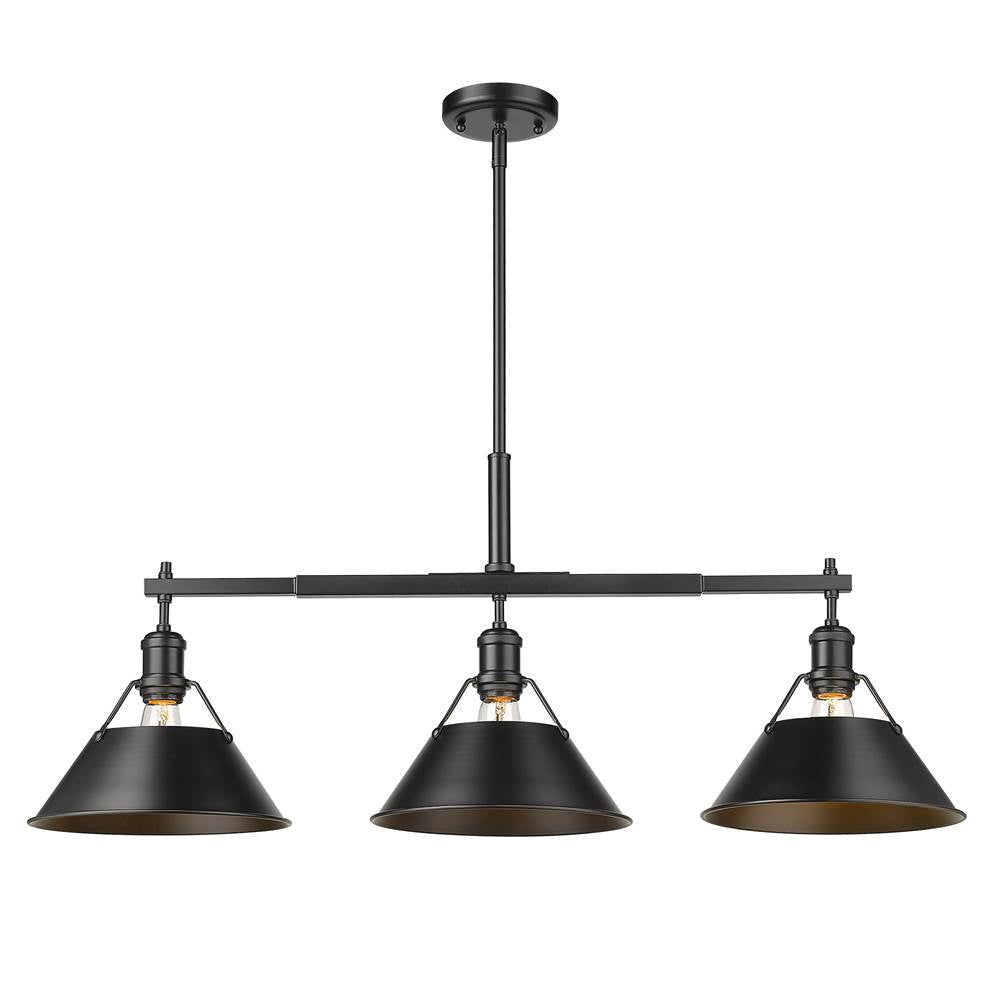 Golden Lighting Orwell Yep By Golden Lighting Orwell 3-light Island Light In Aged Brass And Matte Black Shade