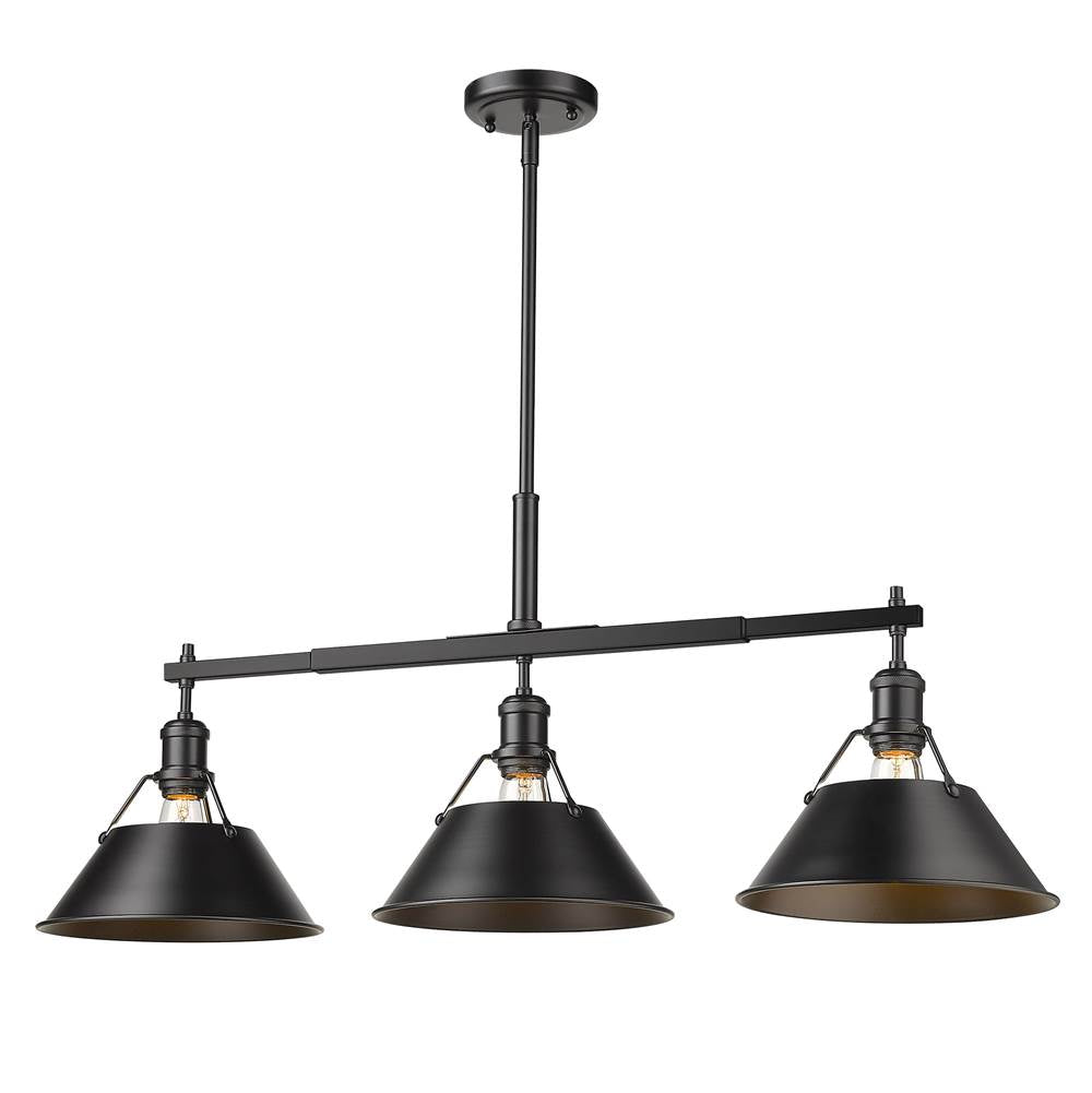 Golden Lighting 3306-LP BLK-BLK Matte Black Yep By Golden Lighting Orwell 3-light Island Light In Matte Black Image 2