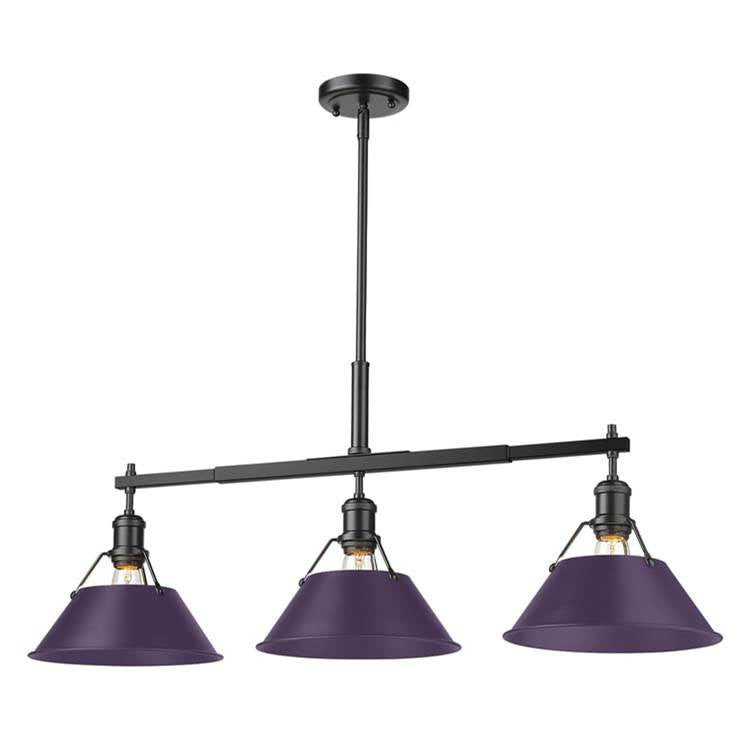 Golden Lighting Orwell Yep By Golden Lighting Orwell 3-light Island Light In Aged Brass And Exotic Purple Shade