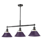 Golden Lighting Orwell Yep By Golden Lighting Orwell 3-light Island Light In Aged Brass And Exotic Purple Shade
