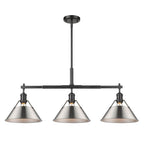 Golden Lighting Orwell Yep By Golden Lighting Orwell 3-light Island Light In Aged Brass And Pewter Shade