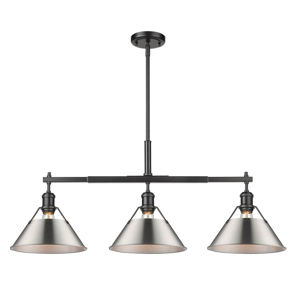 Golden Lighting Orwell Yep By Golden Lighting Orwell 3-light Island Light In Aged Brass And Pewter Shade