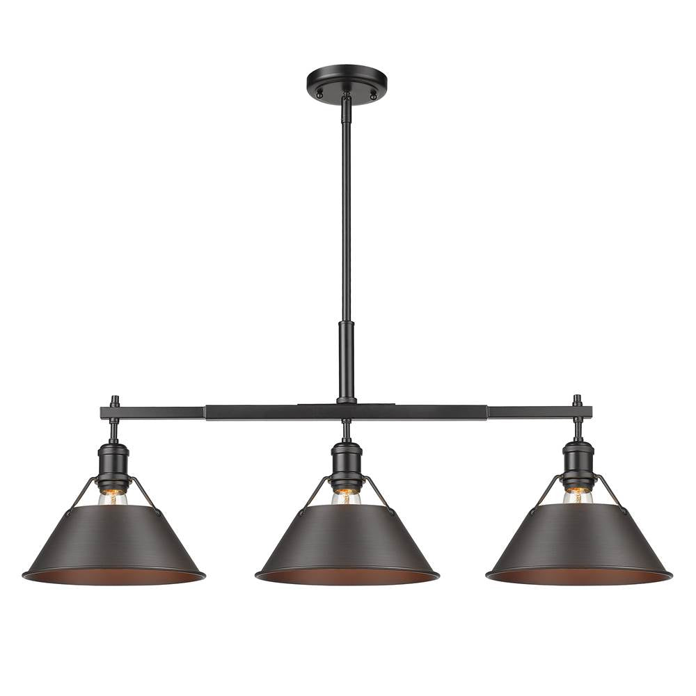 Golden Lighting Orwell Yep By Golden Lighting Orwell 3-light Island Light In Aged Brass And Rubbed Bronze Shade