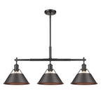 Golden Lighting Orwell Yep By Golden Lighting Orwell 3-light Island Light In Aged Brass And Rubbed Bronze Shade