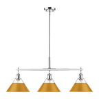 Golden Lighting Orwell Yep By Golden Lighting Orwell 3-light Island Light In Aged Brass And Auric Yellow Shade
