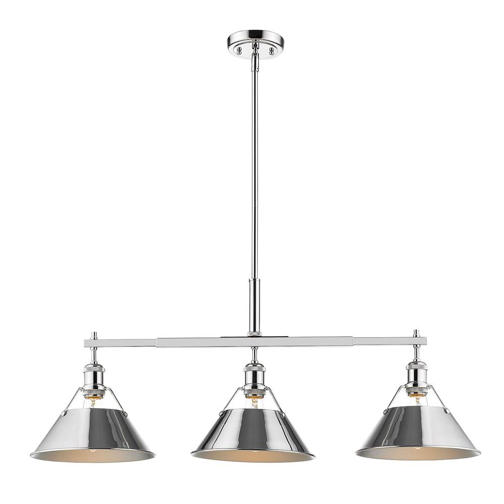 Golden Lighting Orwell Yep By Golden Lighting Orwell 3-light Island Light In Aged Brass And Chrome Shade