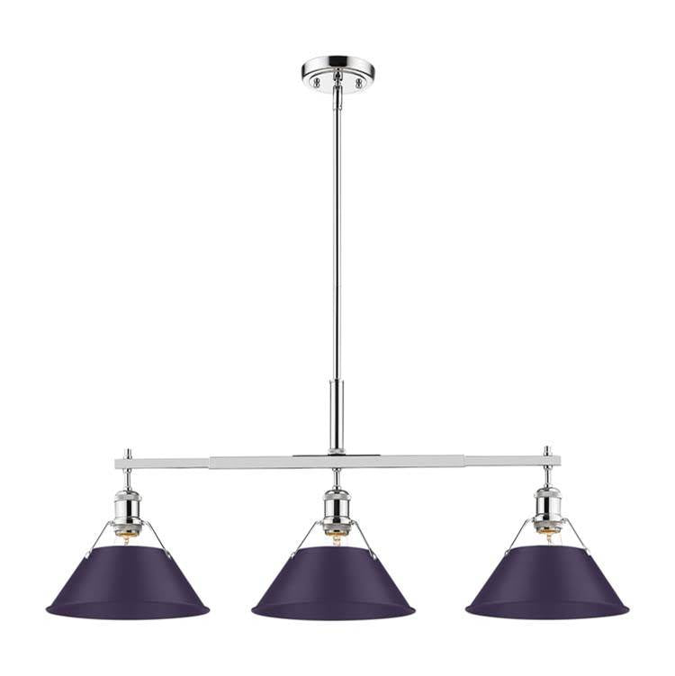Golden Lighting Orwell Yep By Golden Lighting Orwell 3-light Island Light In Aged Brass And Exotic Purple Shade