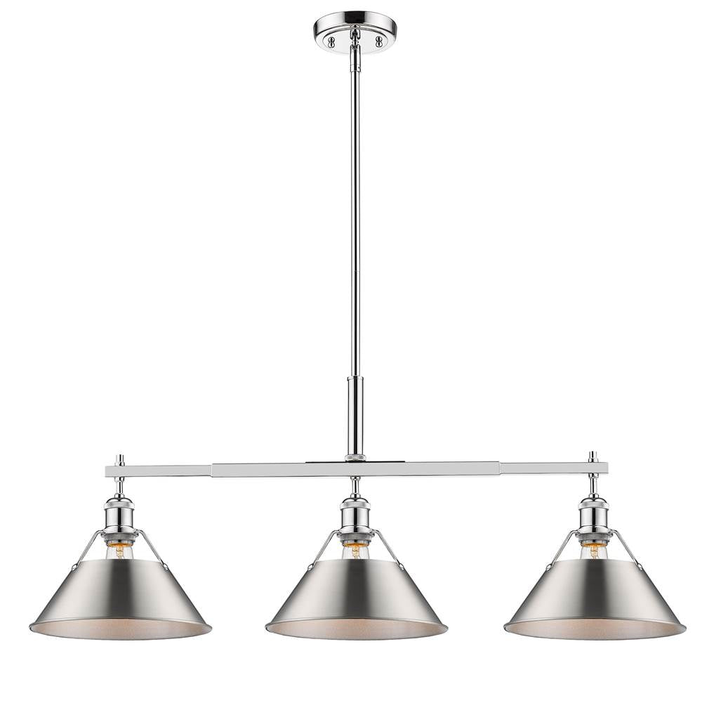 Golden Lighting Orwell Yep By Golden Lighting Orwell 3-light Island Light In Aged Brass And Pewter Shade