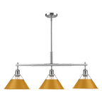 Golden Lighting Orwell Yep By Golden Lighting Orwell 3-light Island Light In Aged Brass And Auric Yellow Shade