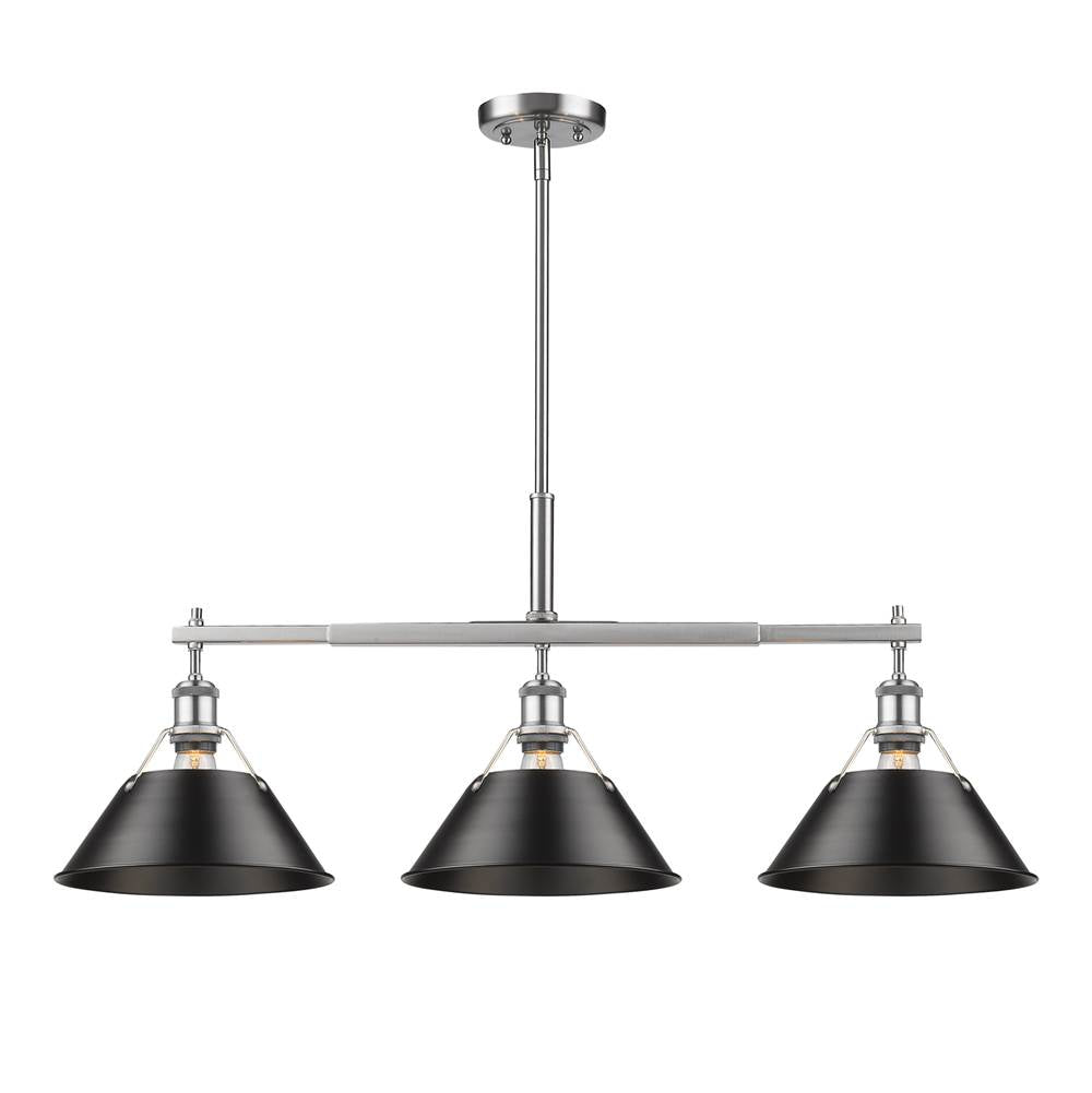 Golden Lighting Orwell Yep By Golden Lighting Orwell 3-light Island Light In Aged Brass And Matte Black Shade