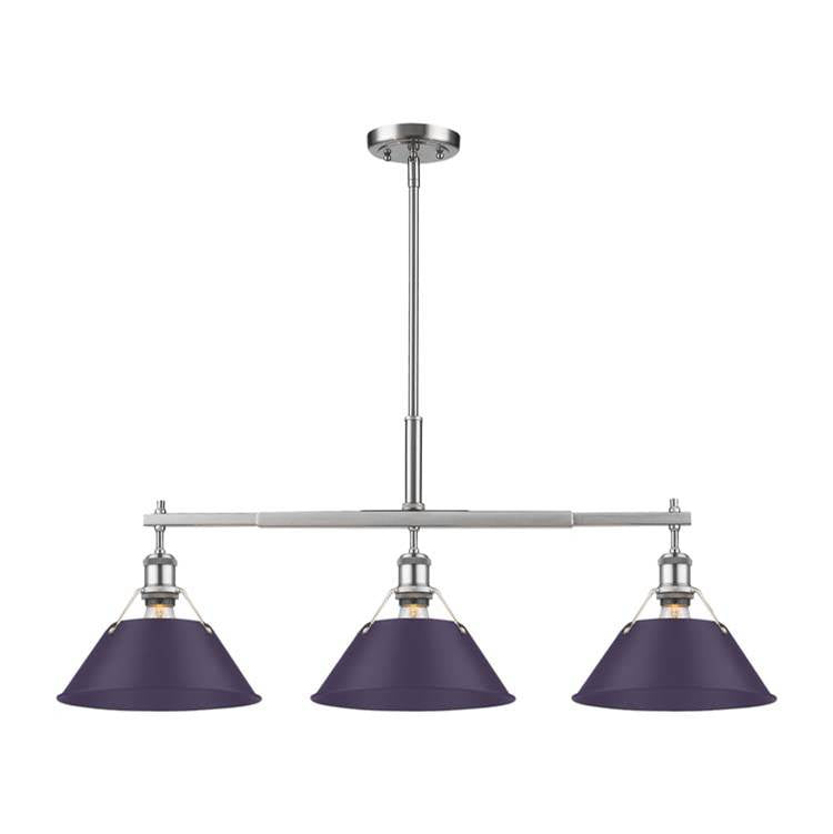 Golden Lighting Orwell Yep By Golden Lighting Orwell 3-light Island Light In Aged Brass And Exotic Purple Shade