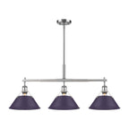 Golden Lighting Orwell Yep By Golden Lighting Orwell 3-light Island Light In Aged Brass And Exotic Purple Shade