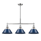 Golden Lighting Orwell Yep By Golden Lighting Orwell 3-light Island Light In Aged Brass And Navy Blue Shade