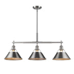 Golden Lighting Orwell Yep By Golden Lighting Orwell 3-light Island Light In Aged Brass And Pewter Shade