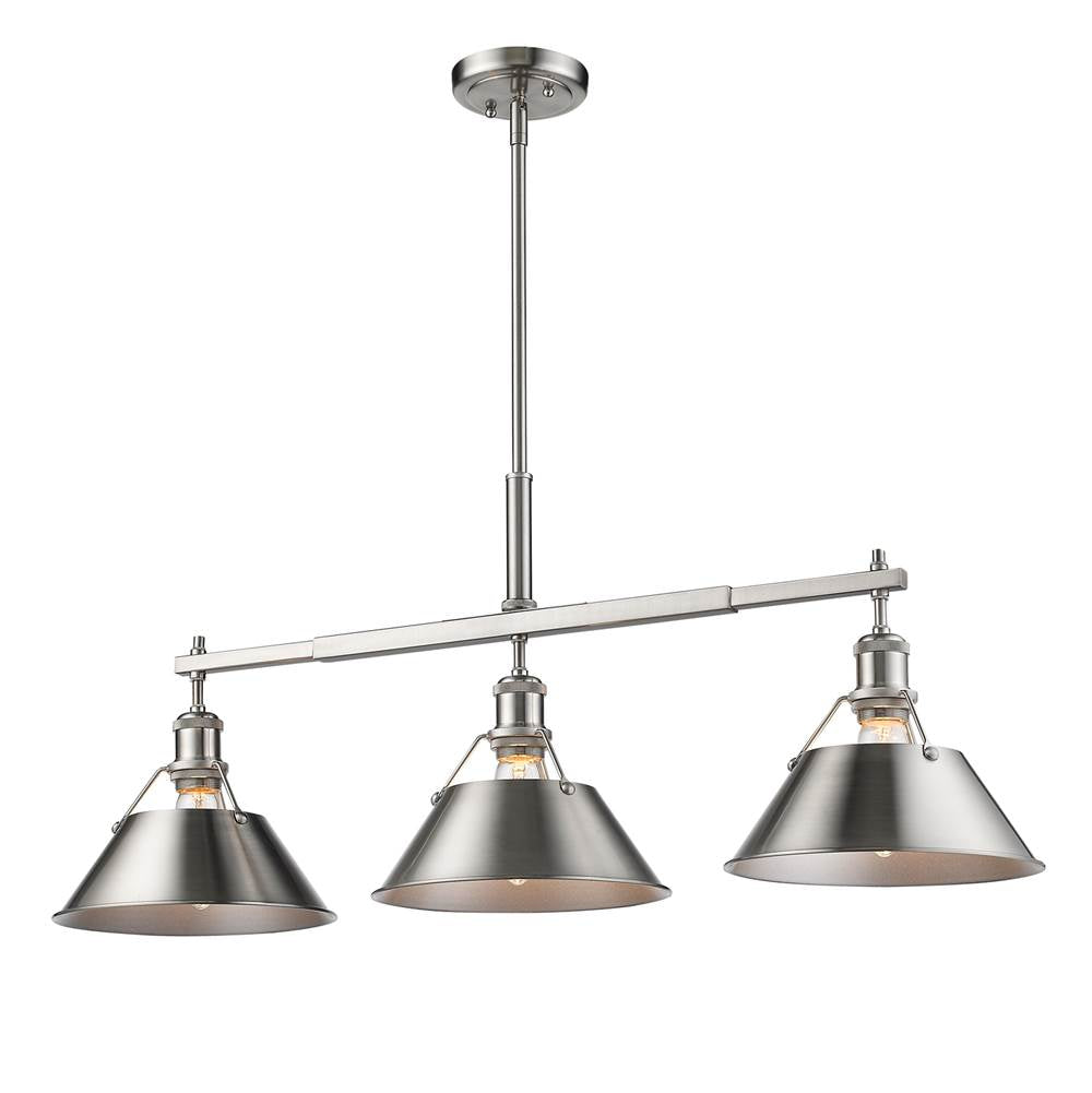 Golden Lighting 3306-LP PW-PW Pewter Yep By Golden Lighting Orwell 3-light Island Light In Pewter Image 2