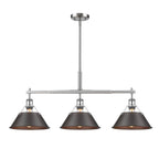 Golden Lighting Orwell Yep By Golden Lighting Orwell 3-light Island Light In Aged Brass And Rubbed Bronze Shade