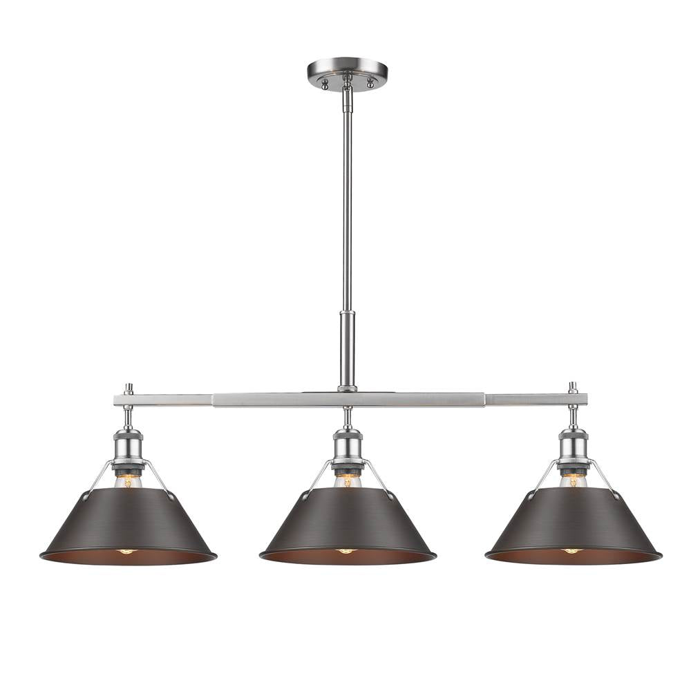 Golden Lighting Orwell Yep By Golden Lighting Orwell 3-light Island Light In Aged Brass And Rubbed Bronze Shade