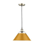 Golden Lighting Orwell Yep By Golden Lighting Orwell 1-light 14in Pendant In Aged Brass And Auric Yellow Shade